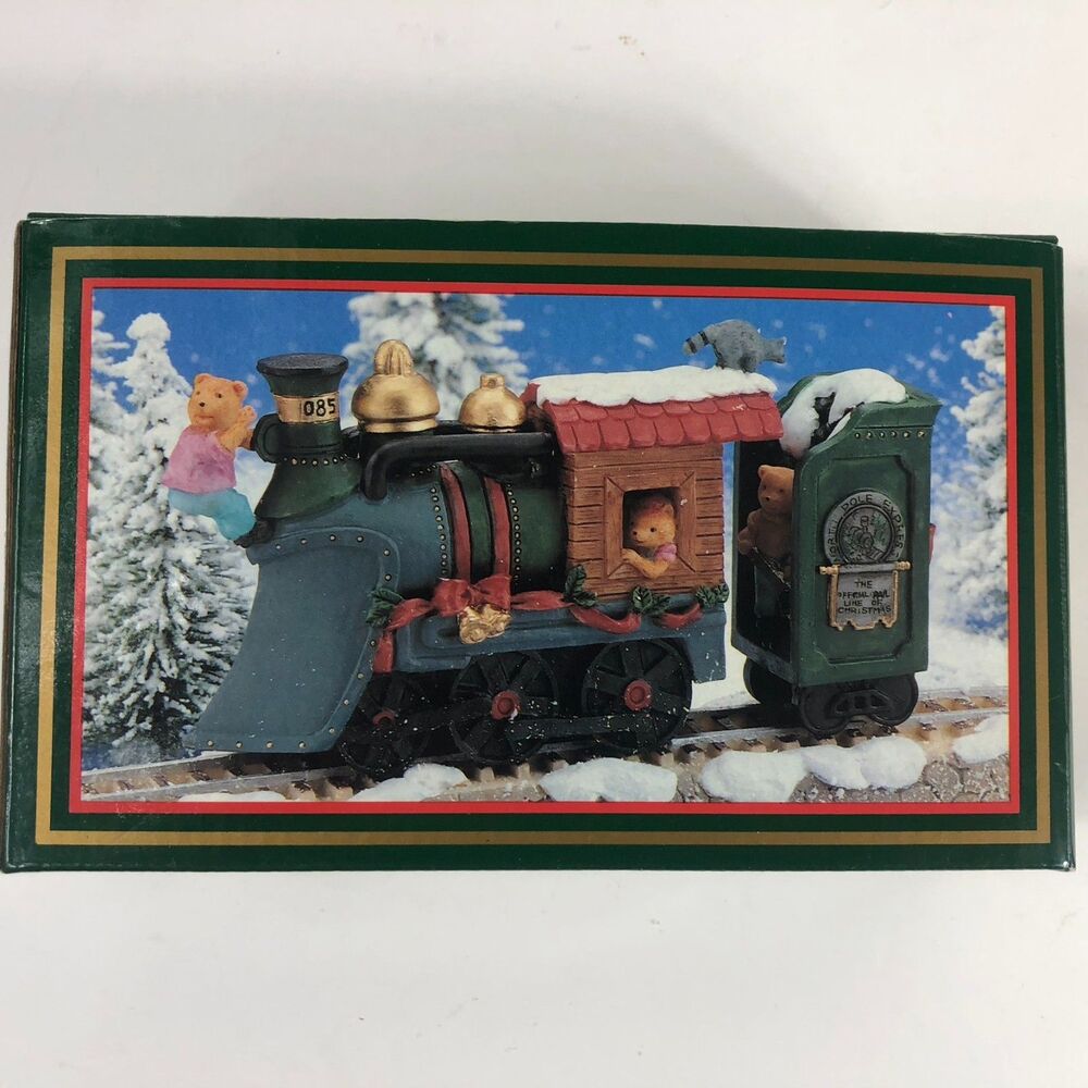 Vtg 1995 World Bazaars NORTH POLE EXPRESS Christmas Train Engine & Coal Car